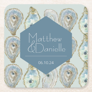 Dessous De Verre Carré Mariage d'huîtres aquarelle