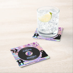 Dessous De Verre Carré Mariage Disco personnalisable