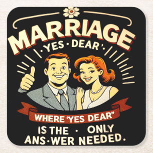 Dessous De Verre Carré Mariage drôle, cadeau d'anniversaire de mariage