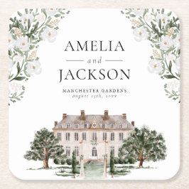 Dessous De Verre Carré Mariage du manoir de campagne
