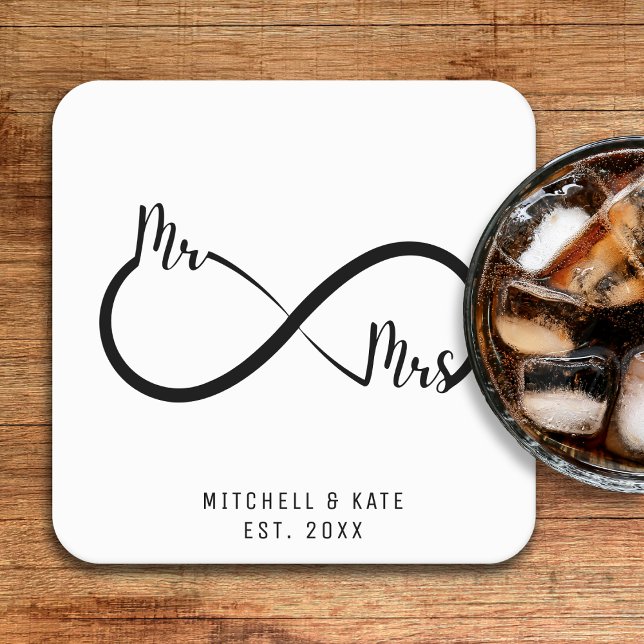 Dessous De Verre Carré Mariage du symbole M & Mme Infinity (Mr & Mrs Infinity Symbol Wedding Square Paper Coaster
)