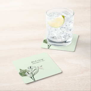 Dessous De Verre Carré Mariage Élégant Moderne aux Calla Lilies Blancs