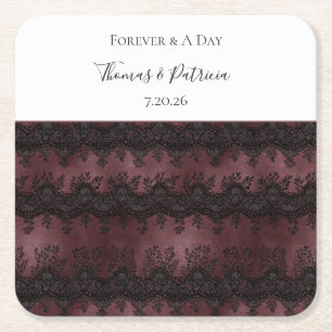 Dessous De Verre Carré Mariage Faux Lace Noir Bourgogne