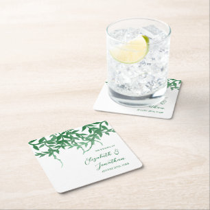Dessous De Verre Carré Mariage Feuille rustique