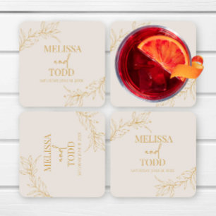 Dessous De Verre Carré Mariage feutre minimaliste minimaliste de branche 