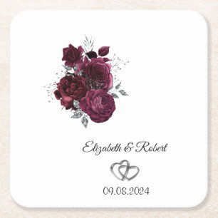 Dessous De Verre Carré Mariage Fleurs de Bourgogne