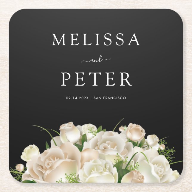 Dessous De Verre Carré Mariage floral (Devant)