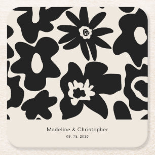 Dessous De Verre Carré Mariage floral Abstrait rétro