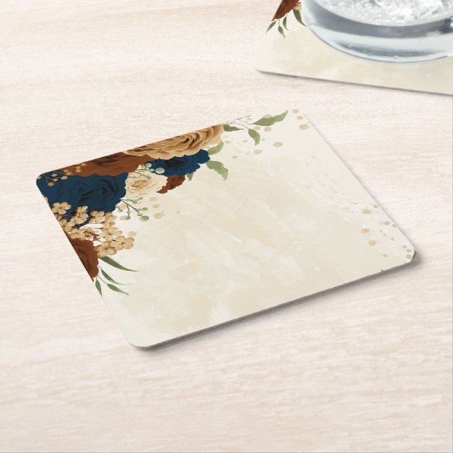 Dessous De Verre Carré mariage floral de terre cuite (Incliné)