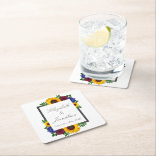 Dessous De Verre Carré Mariage floral Rose de tournesol