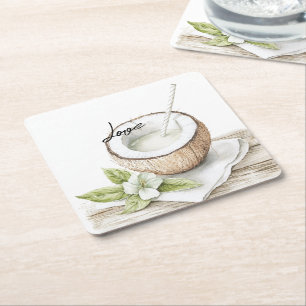 Dessous De Verre Carré Mariage floral tropical d'Aloha Beach