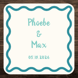 Dessous De Verre Carré Mariage frontalier gras blanc manuscrit