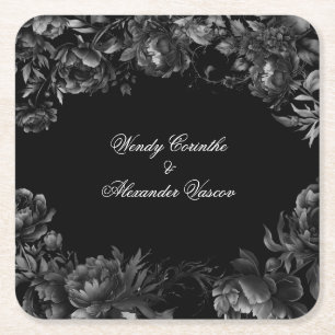 Dessous De Verre Carré Mariage gothique noir classique