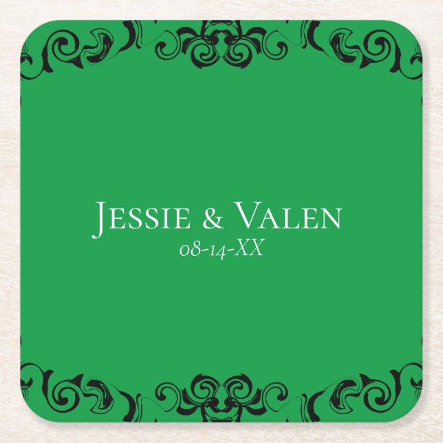 Dessous De Verre Carré Mariage gothique noir vert (Devant)