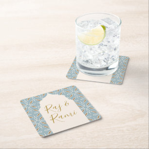 Dessous De Verre Carré Mariage indien Blue Floral Arch