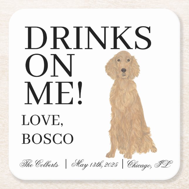 Dessous De Verre Carré Mariage irlandais personnalisé Setter Dog (Devant)
