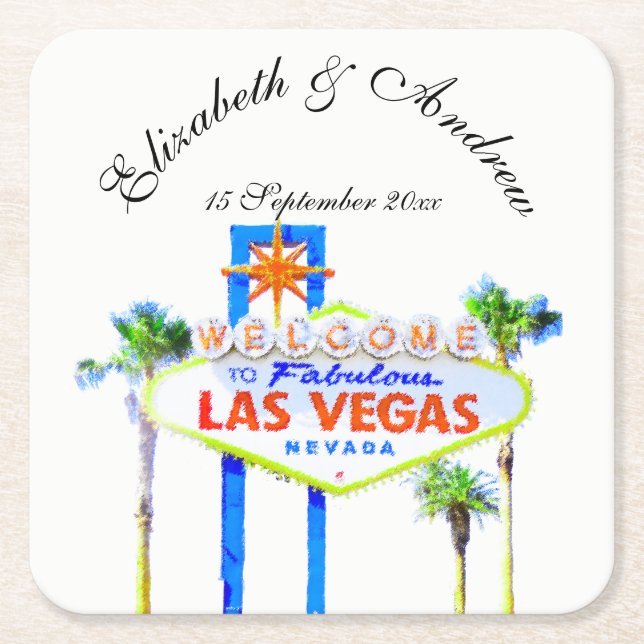 Dessous De Verre Carré Mariage Las Vegas (Devant)