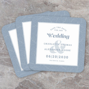Dessous De Verre Carré Mariage moderne Enregistrer La Date Dusty Motif bl