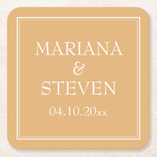 Dessous De Verre Carré Mariage Moderne Minimaliste Jaune