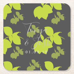 Dessous De Verre Carré Mariage Moderne Silhouette Citron Lime