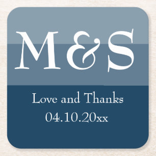 Dessous De Verre Carré Mariage moderne simple bleu marine