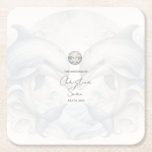 Dessous De Verre Carré Mariage moderne Whimsy Dolphin