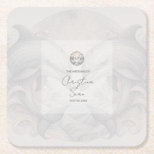 Dessous De Verre Carré Mariage moderne Whimsy Dolphin