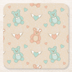 Dessous De Verre Carré Mariage-nounours