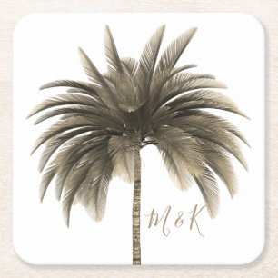 Dessous De Verre Carré Mariage Palm Tree élégant rétro chic