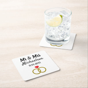 Dessous De Verre Carré Mariage personnalisé