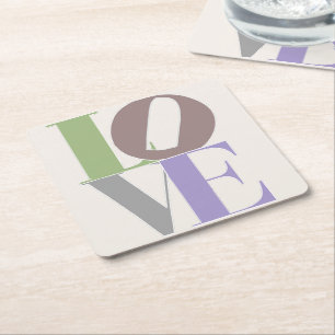Dessous De Verre Carré Mariage personnalisé d'amour moderne