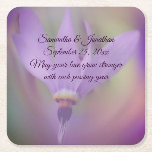 Dessous De Verre Carré Mariage personnalisé Pale Purple Lily