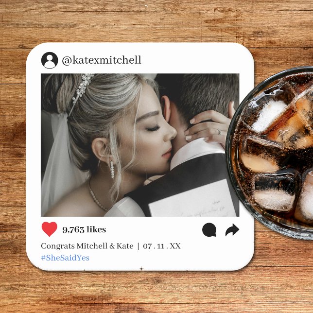 Dessous De Verre Carré Mariage photo de Social Media Post (Social Media Post Photo Wedding Square Paper Coaster
)
