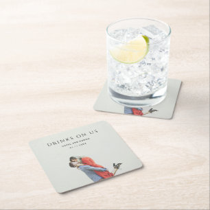 Dessous De Verre Carré Mariage photo simple moderne