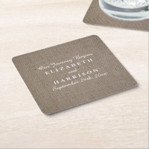 Dessous De Verre Carré Mariage Rustique Burlap