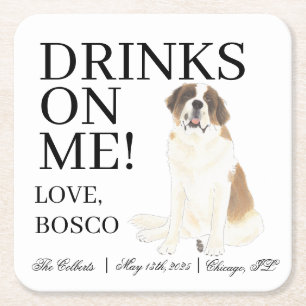 Dessous De Verre Carré Mariage Saint Bernard personnalisé