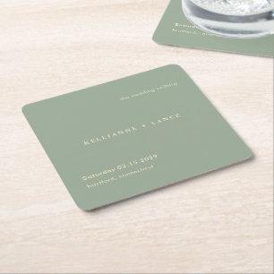 Dessous De Verre Carré Mariage Simple Vert Sauge Moderne
