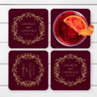 Mariage toile florale bordeaux champagne cadre
