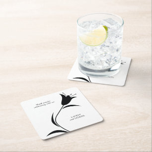 DESSOUS DE VERRE CARRÉ MARIAGE TULIP NOIR MOD