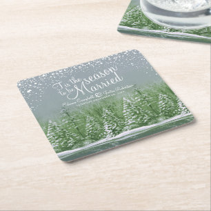 Dessous De Verre Carré Mariages d'hiver pins lac vert