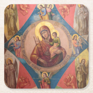 Dessous De Verre Carré Marie, Jésus et les Anges