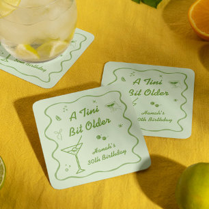 Dessous De Verre Carré Martini fête d'anniversaire