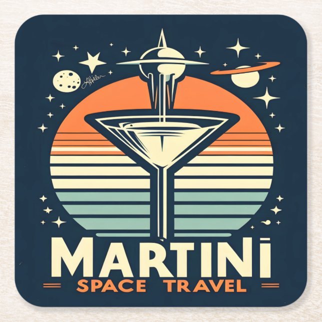 Dessous De Verre Carré Martini Space Travel Lift Off Logo (Devant)