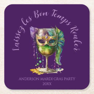 Dessous De Verre Carré Masque de Mardi Gras violet