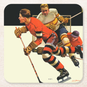 Dessous De Verre Carré Match de hockey sur glace
