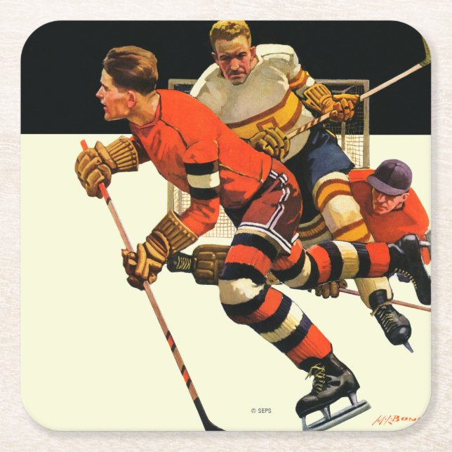 Dessous De Verre Carré Match de hockey sur glace (Devant)