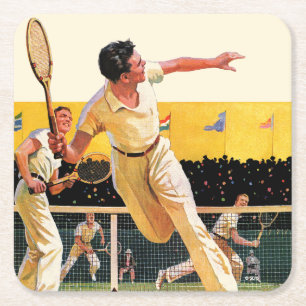 Dessous De Verre Carré Match de tennis de doubles