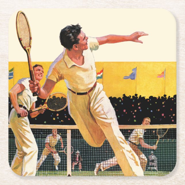 Dessous De Verre Carré Match de tennis double (Devant)