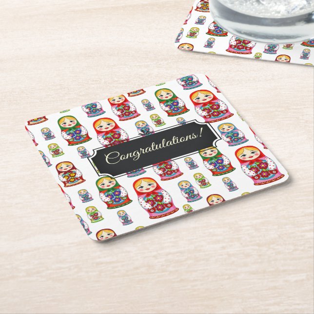 Dessous De Verre Carré Matreshka personnalisable (Incliné)