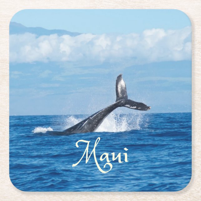 Dessous De Verre Carré Maui Hawaii Ocean Whale Tail (Devant)